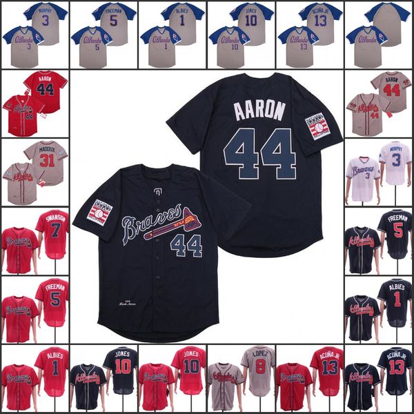 

Atlanta Ronald Acuna Jr Braves Ozzie Albies Dale Murphy Ender Inciarte Freddie Freeman bseball Jerseys Mens All Sewn Jerseys