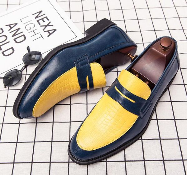 

high street fashion new mixed color slip-on shoes for men dress evening wedding office prom work shoe sapato social masculino, Black