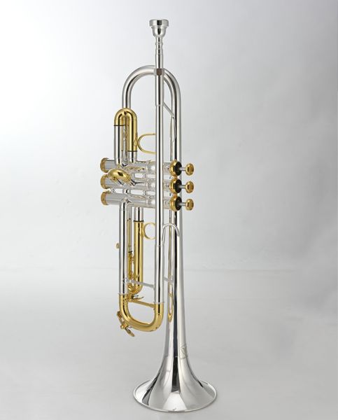 MARGEWATE New Arrival Bb Trumpet B Plano Musicla Instrumento prata banhado corpo ouro Lacquer Brass Key Bb trompete com bocal Caso