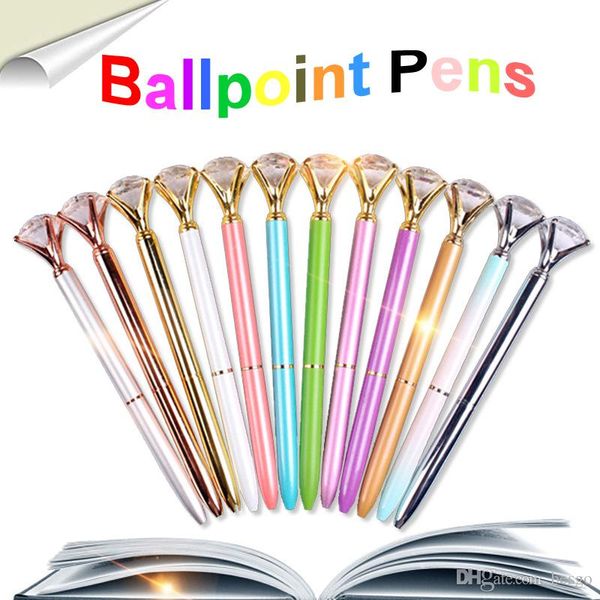Büyük Elmas Kristal Tükenmez Kalemler Okul Ofis Promosyon Hediye Metal Gem Tükenmez Kalemler Büyük Elmas Ile 28 Renkler Öğrenci Kalem DH1260 T03