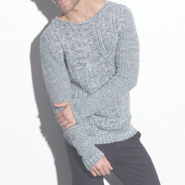

men's sweater knitwear loose casual round neck knitted sweater long sleeve regular pullover warm, White;black