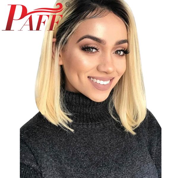 Paff 1b 613 Blonde Lace Front Human Hair Wig Ombre Lace Front Short Bob Wig With Dark Roots Brazilian Remy Hair Synthetic Full Lace Wigs With Baby