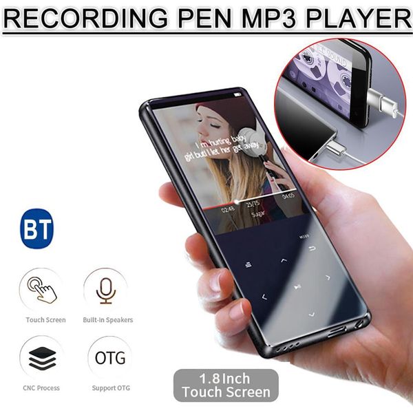 

otg mp3 player voice recorder bluetooth 4.2 touch screen mini portable hifi 5d music player 8gb/16g ultra thin mp3 player