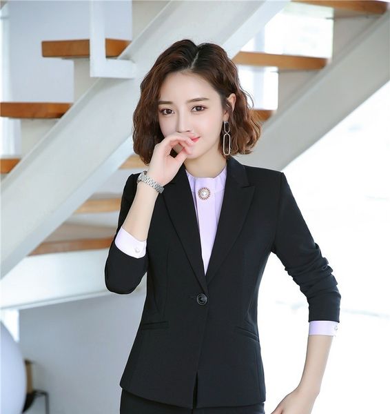 

2019 autumn winter formal styles women blazers long sleeve jackets coat elegant office ladies outwear blaser clothes, White;black