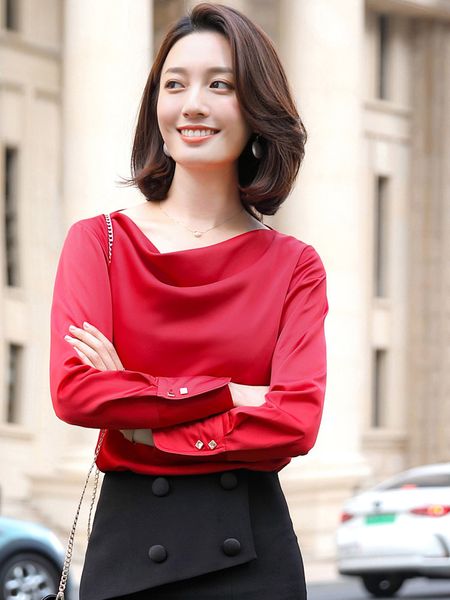 

shirt women's spring and autumn long sleeve new design sense small minds light mature foreign style commuter shirt, White