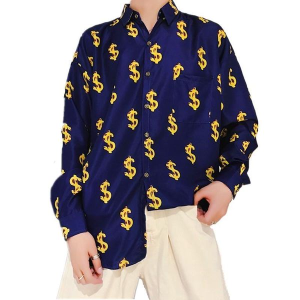 

хип-хоп уличная одежда футболки мужчины доллары печатаются с длинным рукавом летом прохладно рэпер харадзюку корейский свободные повседневны, White;black