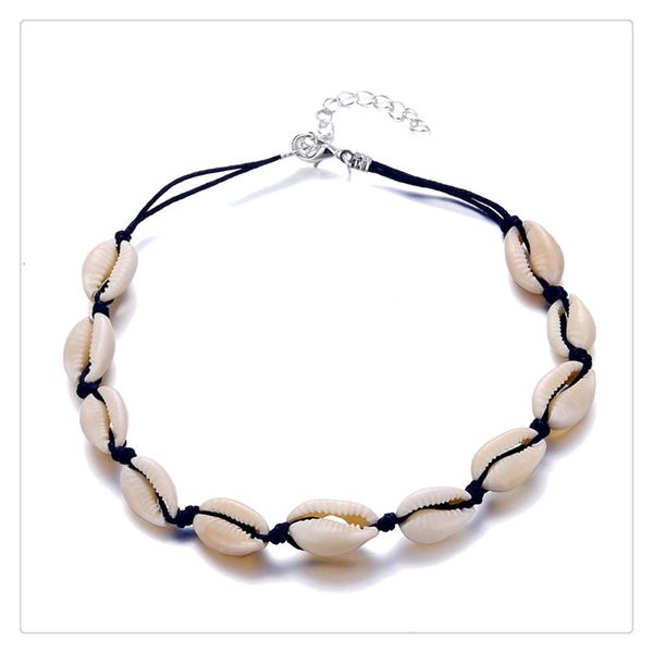 

Fa hion black rope chain natural ea hell choker necklace collar necklace hell choker necklace for ummer beach gift