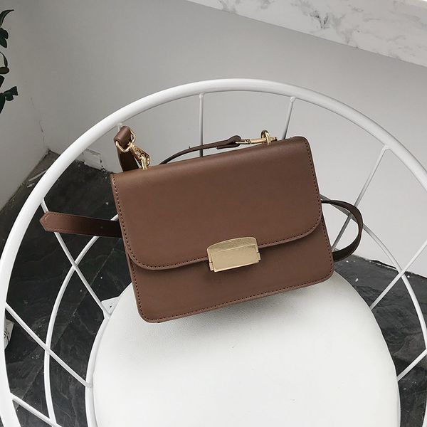 

южная корея 2020 новый минималистский ретро сплошной цвет pu замок плечо сумка дикий organ плиссе crossbody сумка