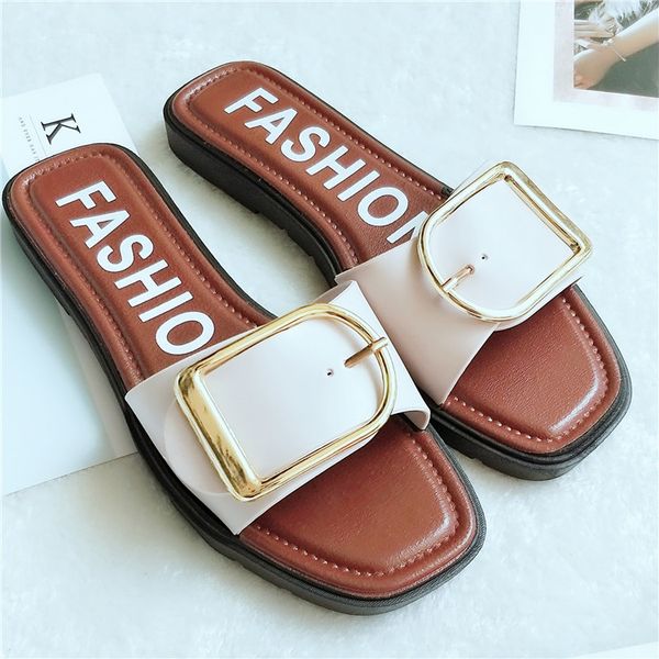 

flat sandals new summer women's slippers leather comfortable sole cross weave woman shoes color imitation deerskin upper slipper, Black