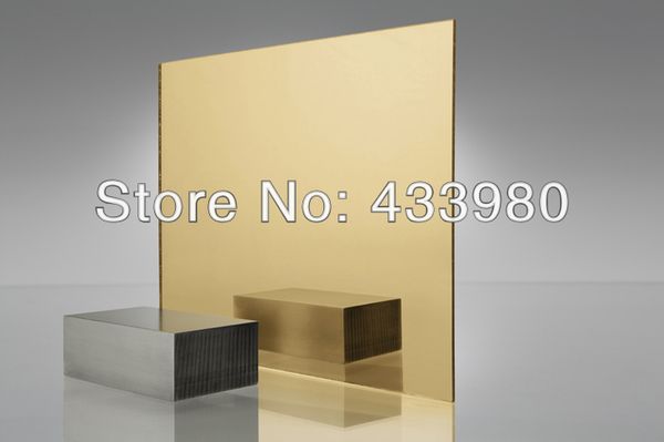 

600mm x 300mm x 1.0mm acrylic (pmma) 1-sided golden mirror - 12 pcs/lot