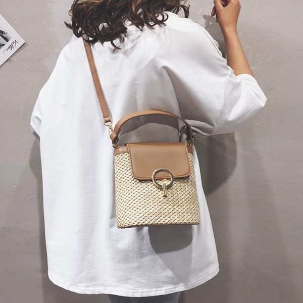 

small straw bucket bags for women 2020 summer crossbody bags lady travel purses and handbags female shoulder messenger bag