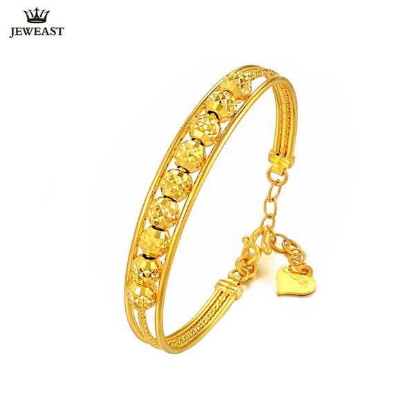

24k pure gold bracelet real 999 solid gold bangle simple fashion beautiful bead trendy classic party jewelry sell new 2018, Golden;silver