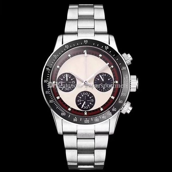 

luxury wristwatch chronograph vintage perpetual paul newman japanese quartz stainless steel men mens watch watches wristwatches, Slivery;brown