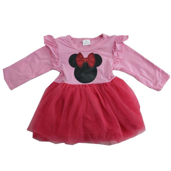 

fashion dress boutique bow cute mouse girl dress pink lace fashion, Red;yellow
