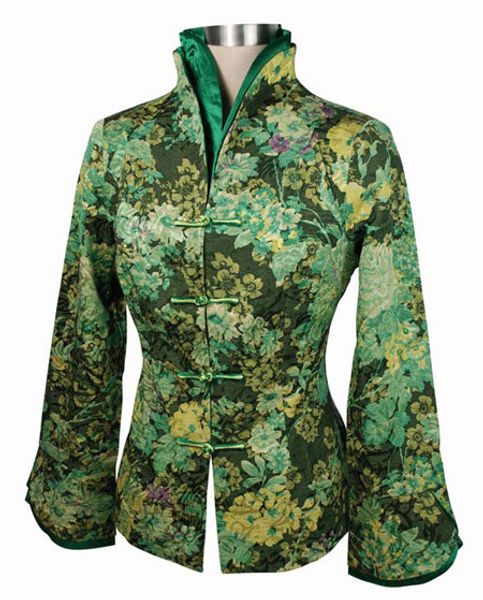

new chinese women's polyester satin green jacket spring flowers coat size s m  xl xxl xxxl mn 0006, Black;brown