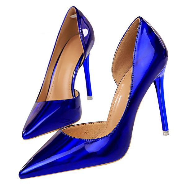 

2020 women fetish .5cm high heels lady gold extreme heels wedding bridal prom pumps lady scarpins blue green plus size shoes, Black