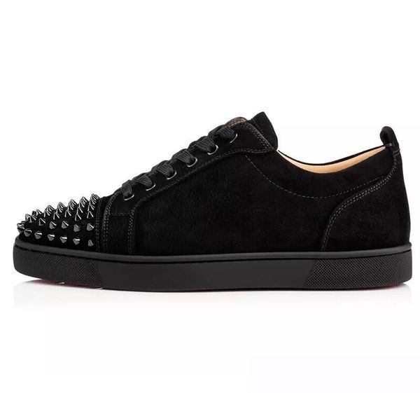 

2019 ace red bottom designer brand studded spikes flats casual shoes shoes for men and women party lovers genuine leather sneakers, Black