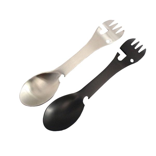 

304 stainless steel multifunctional survival camping equipment cookware spoon fork bottle opener portable outdoor tableware