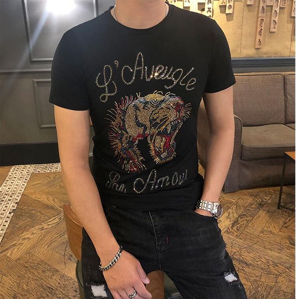 

Топы Тис лето хлопок O шея короткого рукав футболки мужчин тенденция фитнес высок