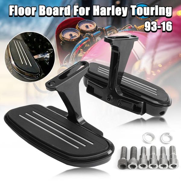 

1 pair motorcycle foot peg footboard chrome&black rear passenger foot boards & bracket holder for touring 1993-2014 2015 2016