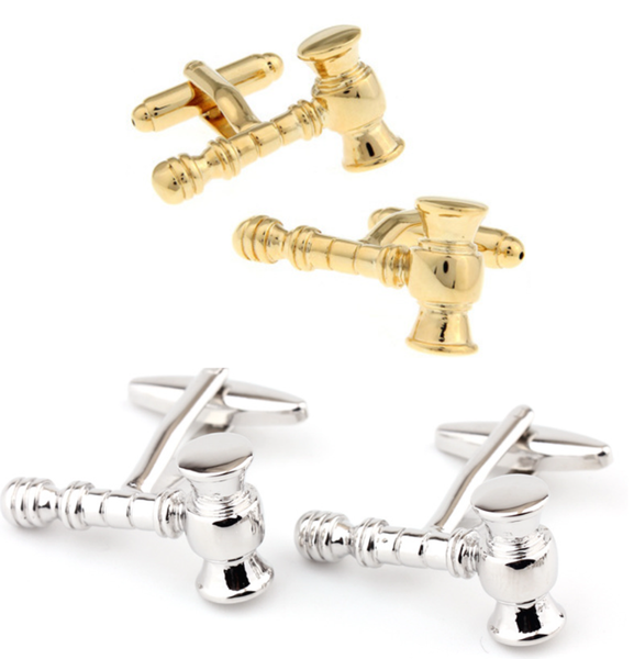 

10pairs/lot silver/gold lawyer hammer cufflinks copper plating cuff links men's jewelry accessory business style, Silver;golden