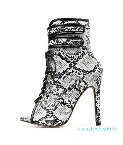 

new animal prints peep toe lace up high heels ankle bootie peep toe pumps size 35 to 40 c30, Black