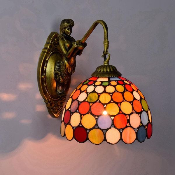 

european retro lamps tiffany stained glass decoration lamp living room bedroom bar club aisle bright balcony wall lamp