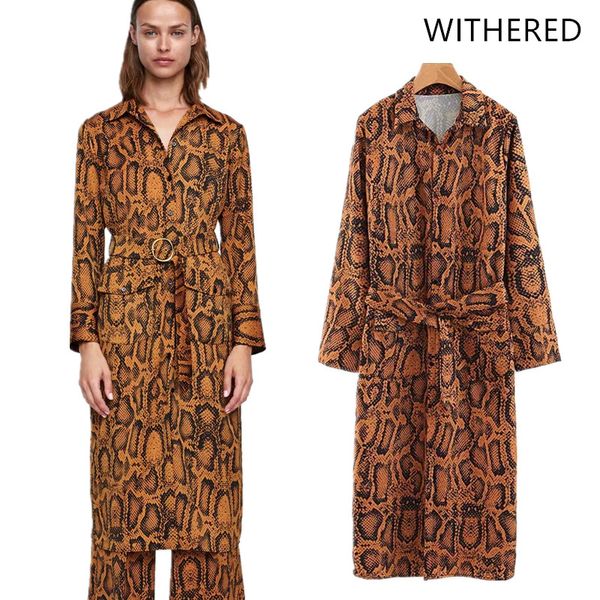 

withered 2018 vestidos feminina dress england style print snake skin sashes ring pockets regular midi dress vestido women 0802, White;black