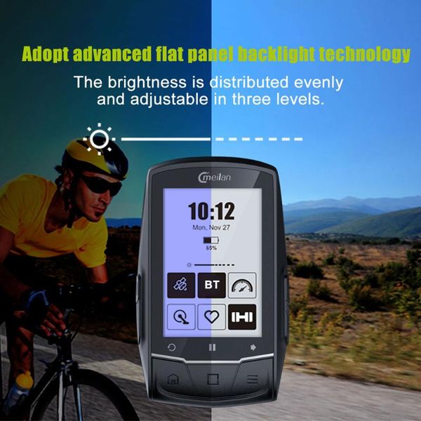 

meilan m1 m2 gps navigation bike computer peedometer candence heart rate 2.6" ble4.0 cycle computer