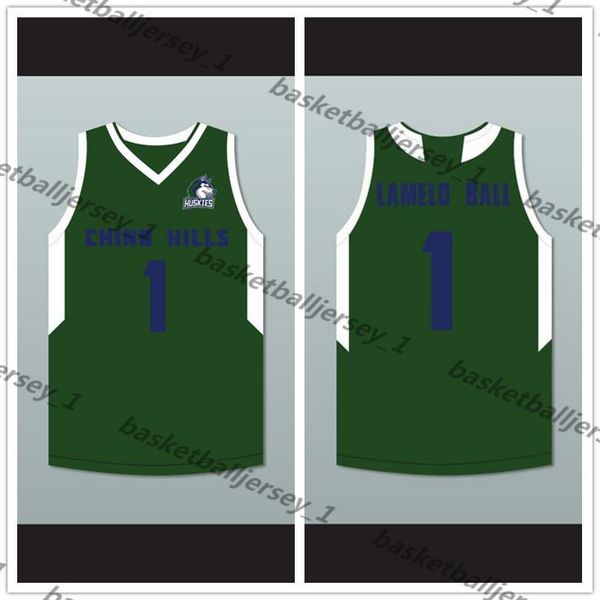 

lamelo шаровые 1 chino hills хаски green баскетбол джерси с патчем-1, Black;red