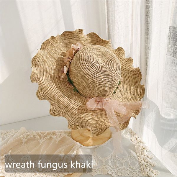 

summer straw hat women big wide brim beach foldable ma'am leisure outdoors on vacation sun block uv protection panama hat, Blue;gray