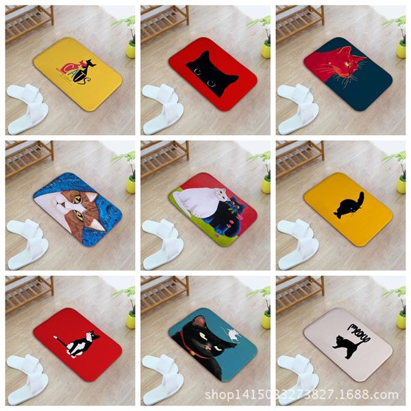 

watercolor hand interesting cat map home furnishing bedroom in front of the door non-slip land pad carpet mixed batch