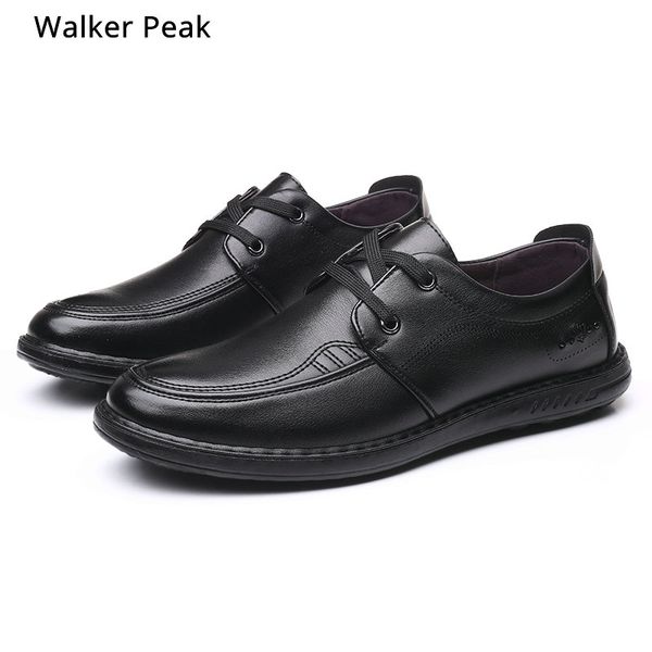 

2020 new handmade genuine leather men shoes, sping autumn business fashion men casual shoes, brand shoes for man walker, Black