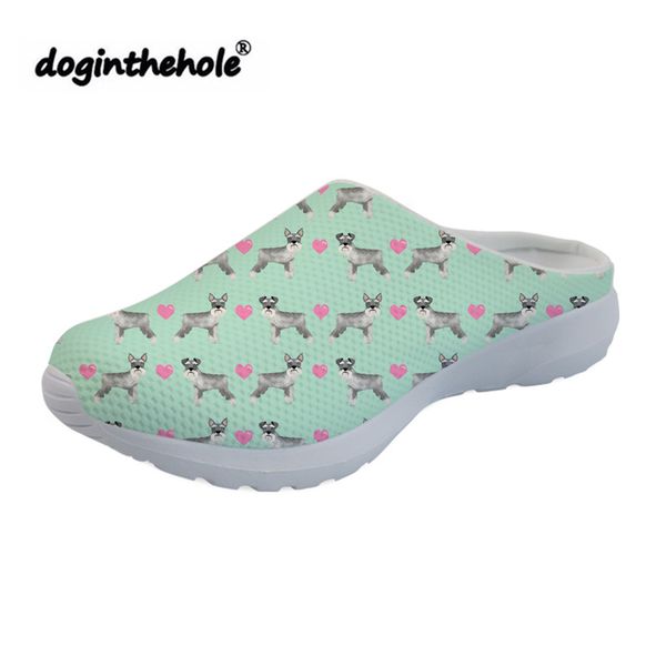 

doginthehole sandals men cute schnauzer love printing beach shoes for women 2019 summer womens clogs sports slippers lightweight