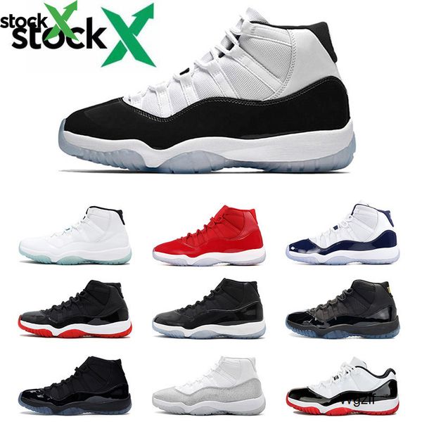 

11 concord high 45 new jumpman 11s xi men women basketball shoes bred space jam gamma blue cap and gown designer trainers, Black