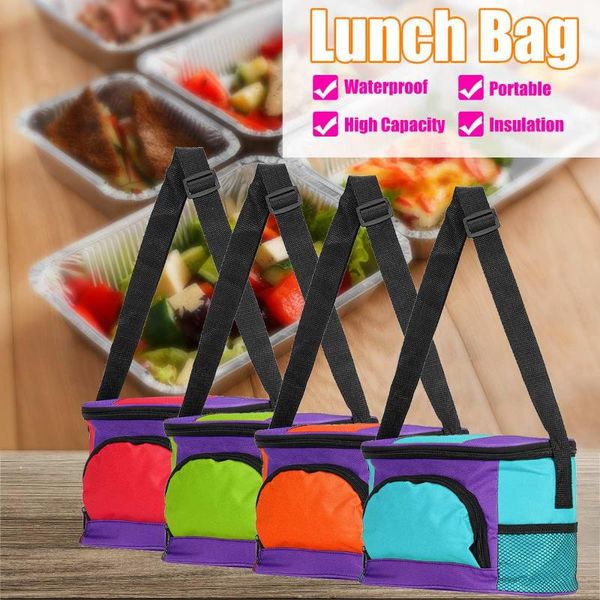 

lunch bag tote cold insulated thermal cooler work school travel picnic, Blue;pink