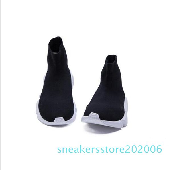 

2019 casual shoes flat fashion men socks red triple black stretch mesh high women sneaker speed trainer runner s06
