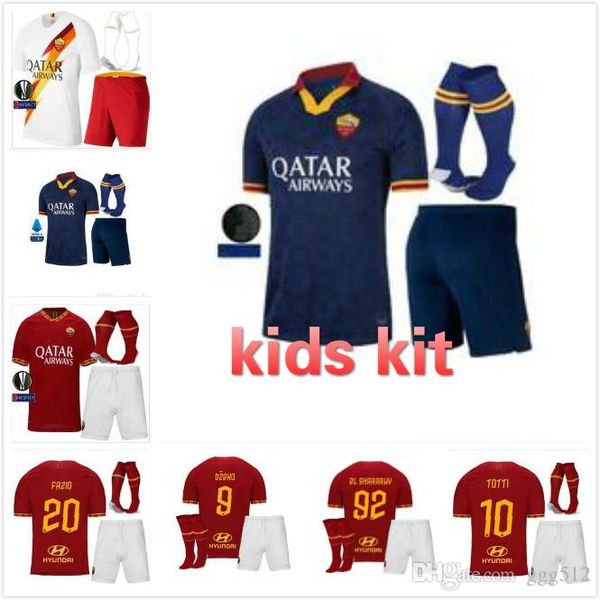 

roma soccer jersey kids kit 19 20 new home totti 2019 2020 el shaarawy home kids soccer jersey with socks, Black;yellow