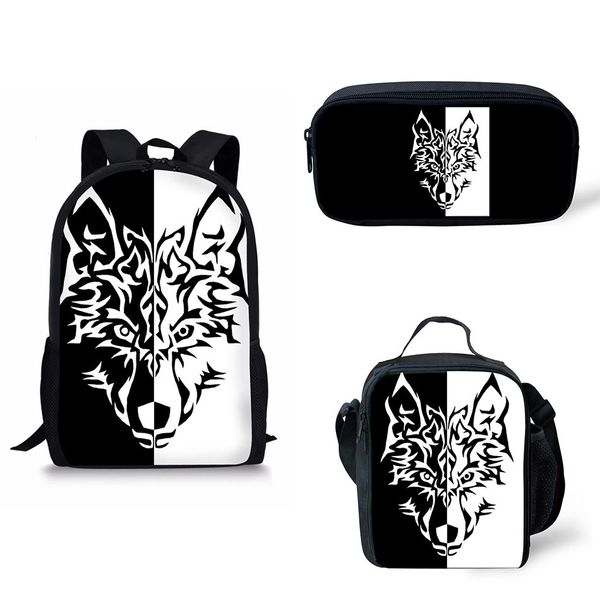 

customize schoolbags black white darkness wolf mask gear skulls printing backpack school bags for boy girl insulated bag bagpack