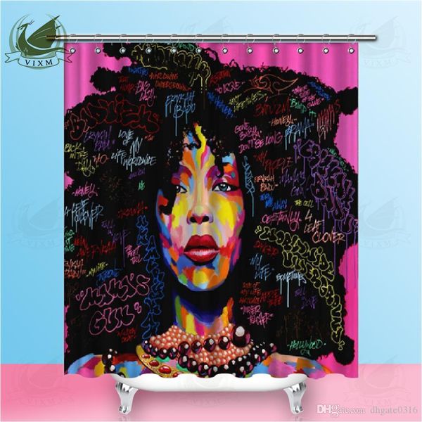 

vixm bathroom curtain nature waterproof polyester 2m fabric girl african woman simple shower curtain eu portrait