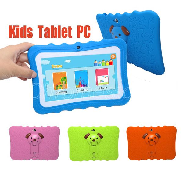 Дешевые Дети Tablet PC 7-дюймовый Quad Core детей таблетки Android Allwinner A33 8GB Google плеер WiFi большой динамик + защитный чехол крышка