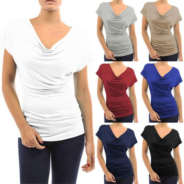 

Women Lady V-Neck Vest Summer Casual Fit Short Sleeve Tank T-Shirt Tops Blouse