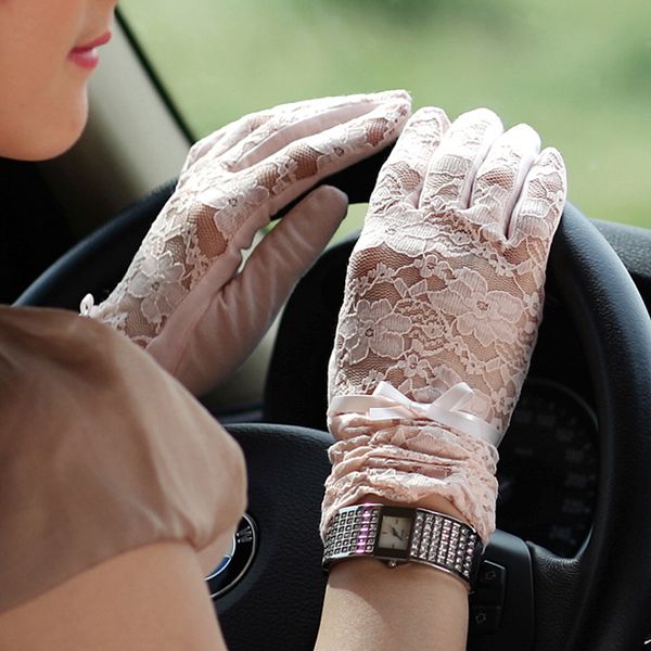

fashion women sunscreen gloves female lace summer five finger anti-uv wrist short sun driving glove new listing uv011d, Blue;gray