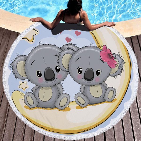 Cute Adorable Animal Koala Bear Round Towel Beach Microfiber Throw Bath Mat Towel Serviette De Plage Drap De Bain Toalla Redonda Bathroom Towel Towel