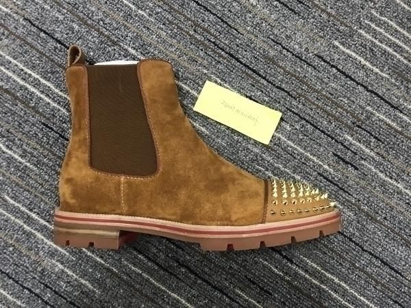 

red new 2018 style bottom sneaker men boot spikes suede leather red sole men shoes super perfect melon motorcycle ankle boot for men 2a, Black