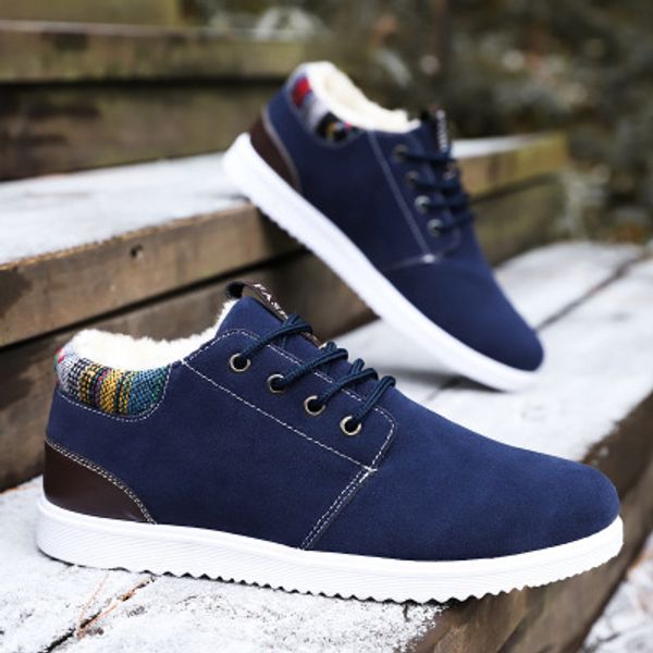 

2019 new winter men's boots ankles fashion shoes snowshoes fashion warm boots bottom heels and round head shoes, Black