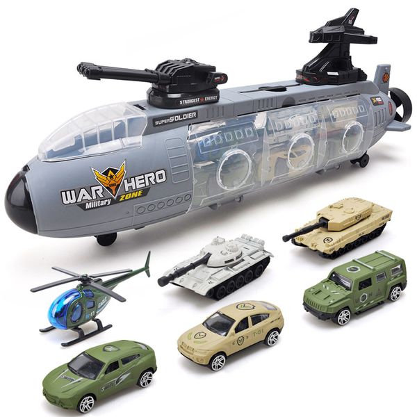 

simulation of children's toy warship nuclear submarine model set aircraft carrier with alloy car holiday gift