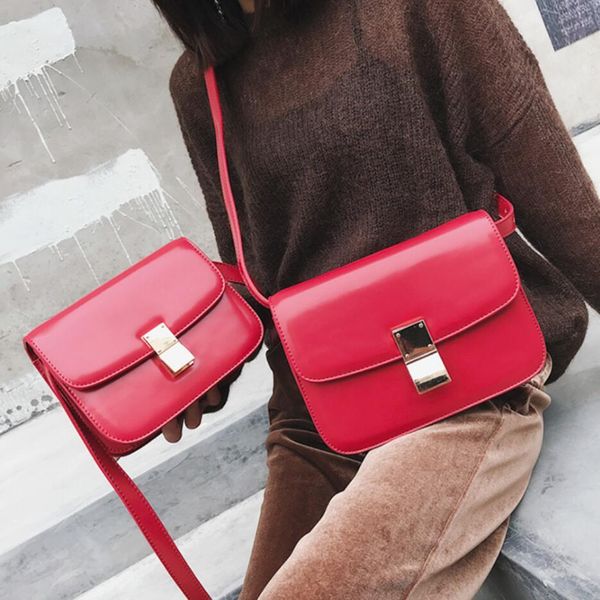

european vintage fashion female square bag new pu leather women's handbag simple casual shoulder messenger bag