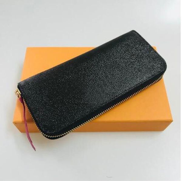 

2019original leather classic designer wallet fashion leather long purse money bag zipper pouch coin pocket note designer clutch, Red;black