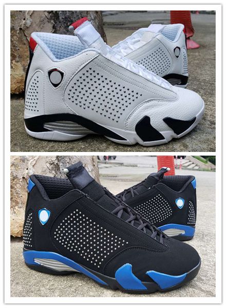 

wholesale 2019 discount new og white black blue xiv 14s high men basketball shoes outdoor trainers size 7-13
